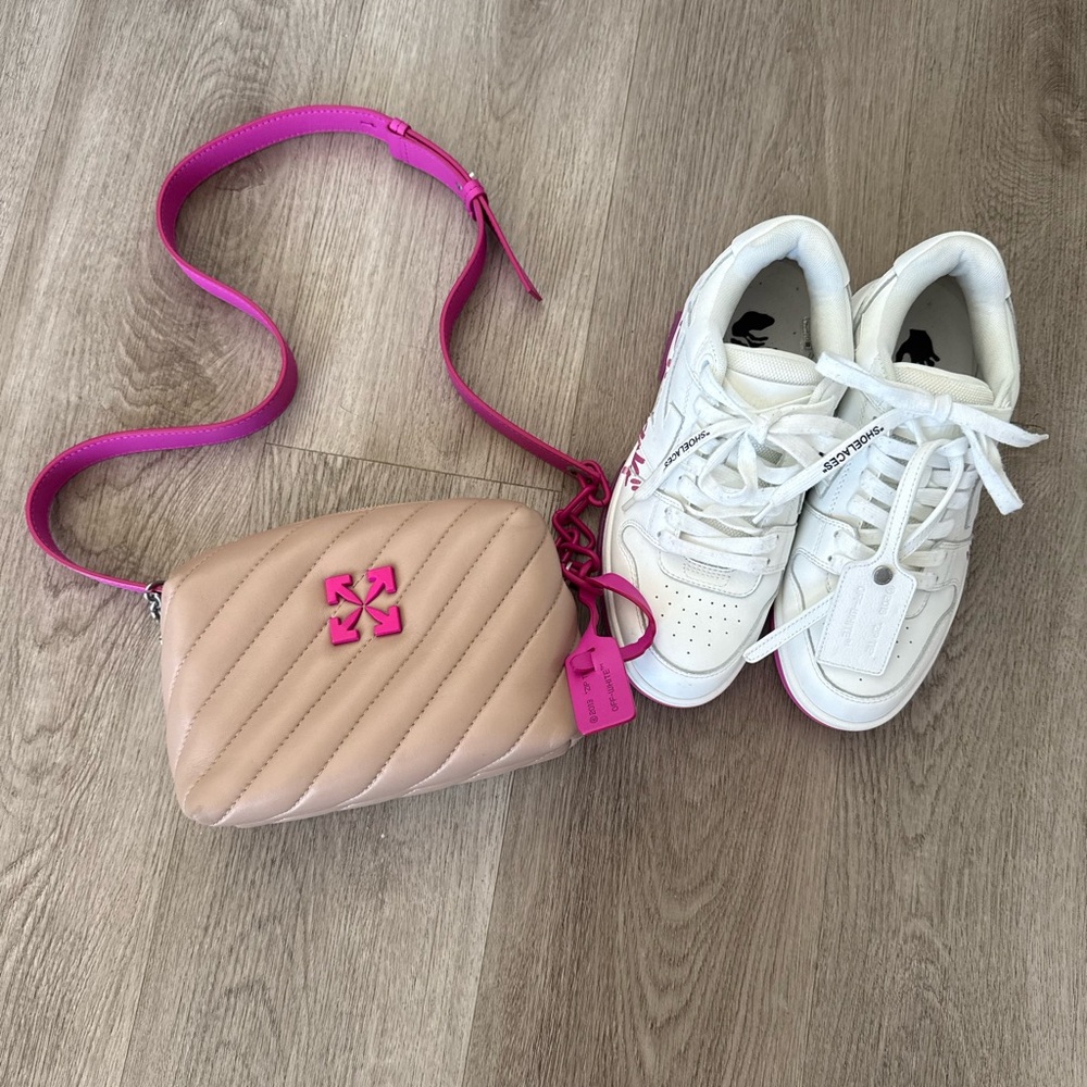 Off-White Pink and Beige Crossbody Bag